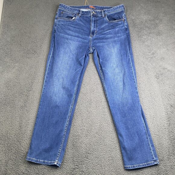 Tommy Bahama Jeans Mens 36x30 Blue Straight Leg Stretch Denim Pants Dolphin Logo - Picture 1 of 12